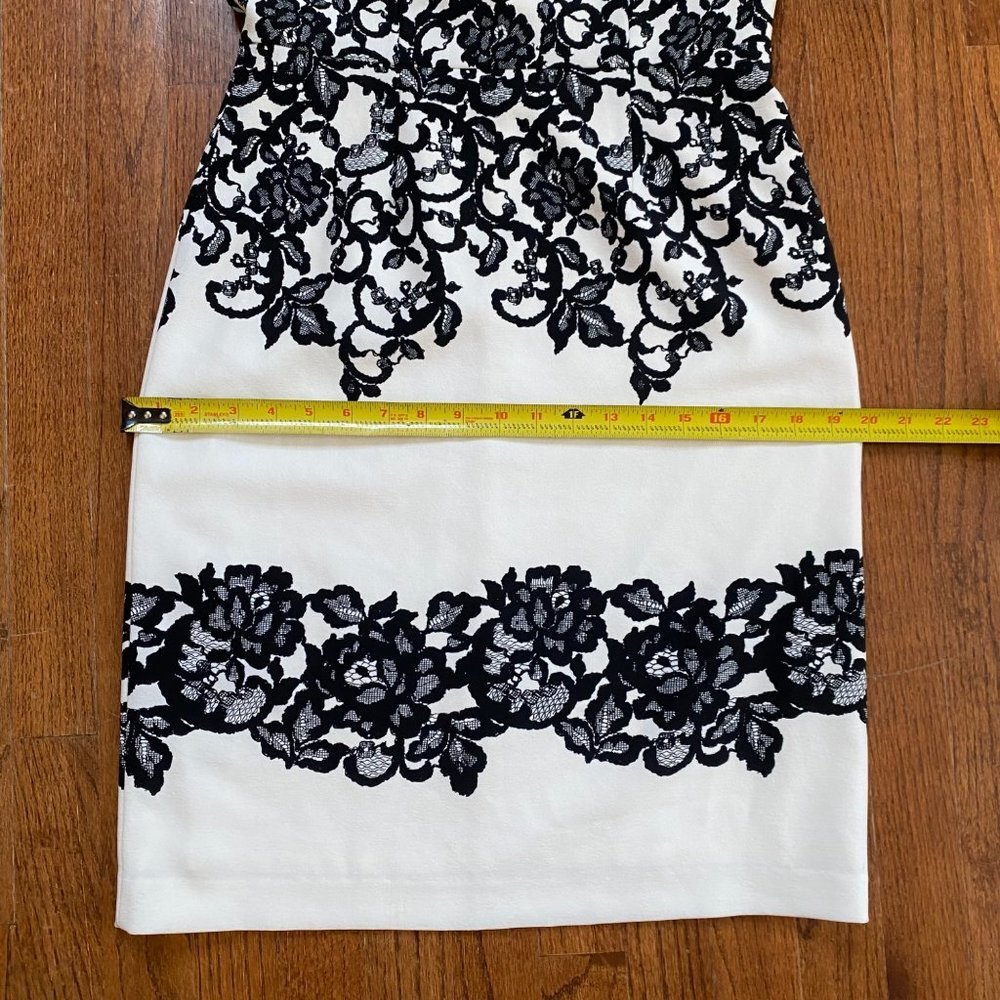 Adrianna Papell Womens Dress Size 8 Floral Lace 3/4 Sleeve Sheath Cocktail Party - Picture 9 of 12